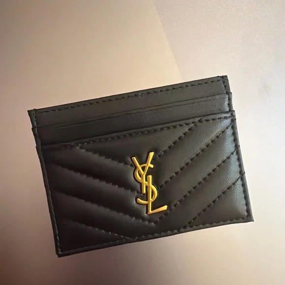 Saint Laurent Black Leather Textured Card Holder - Picture 4 of 5